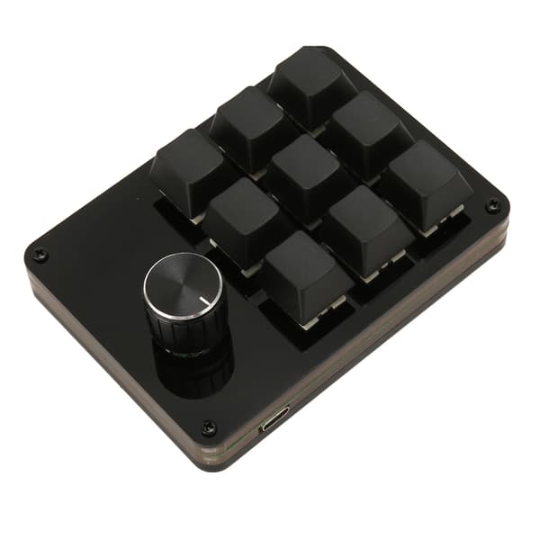 Mini 9-key Keyboard with Knob, Macro, Mechanical Keyboard, Replaceable Blue Switches, Key Line Separation