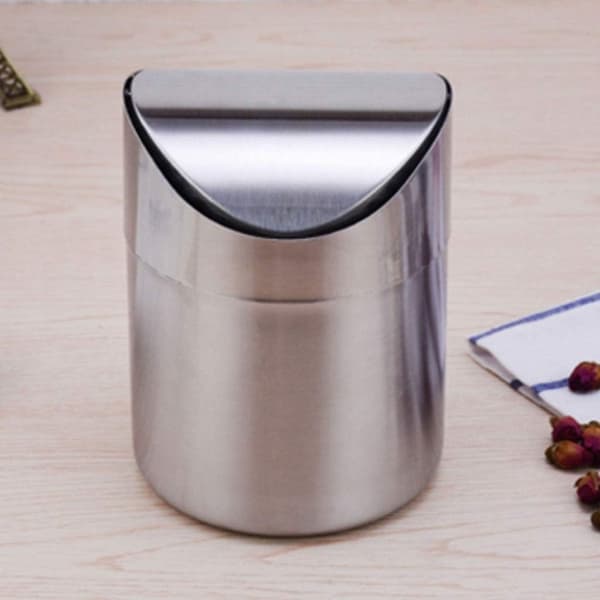 Stainless Steel Desktop Bin, Creative Mini Storage Basket, Kitchen Countertop Bin, Red