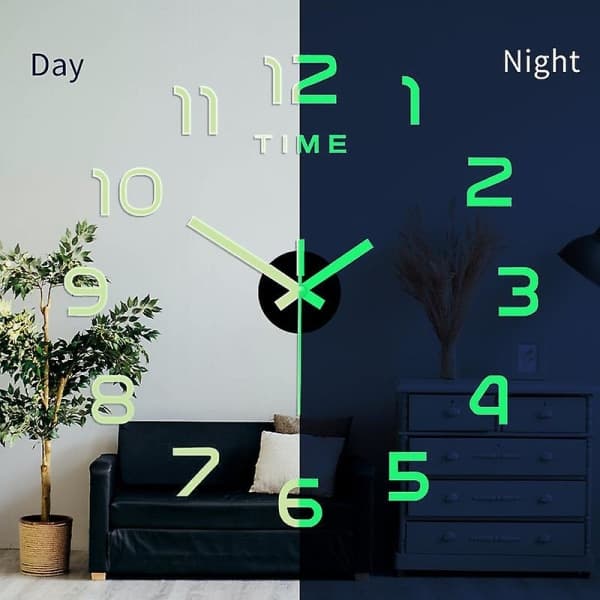 40 cm självlysande väggklockor DIY digital klocka självlysande klocka akryl DIY väggklocka vardagsrum sovrum väggdekal klocka