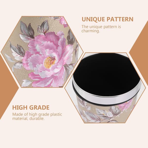 Decorative Waste Bin with Unique Pattern Design 6L Retro Style Reusable Household Trash Can