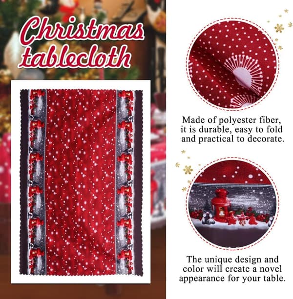 Christmas Tablecloth 180 x 150cm Rectangular Christmas Tablecloth