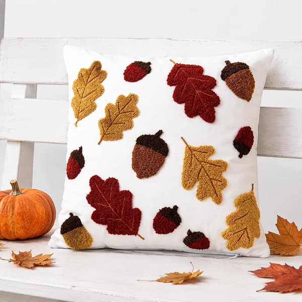 Halloween Høst Tuftet Eikenøtt Eikeblad Putetrekk 18 Tommer, Broderte Høst Dekorative Putetrekk til Sofa, Halloween Feriedekorasjon B 1 STK B 1PCS
