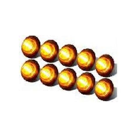 Pakke med 10 røde 3/4 tommer LED-sidemarkeringslygter til lastbiler og busser.