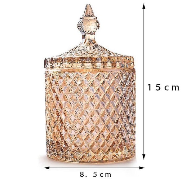 2st 300ml Kristallglas Förvaringsburkar Sockerchokladburkar Diamantgodislåda Bomullsspinnlåda Kompatibel med H