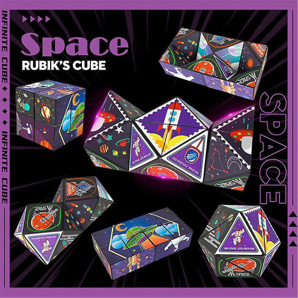 3D Utbytbar magnetisk Rubiks kub Hand Flip Pussel Stress relief Ångest Fidget Toys Present för barnB