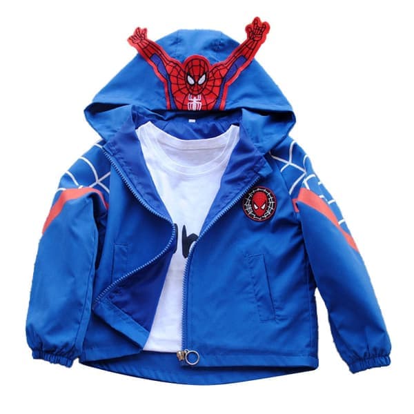 Superhelter Gutter Glidelås Mote Hettegenser Jakke, Gutter Spider-Man Hettegenser blå blå S blue blue