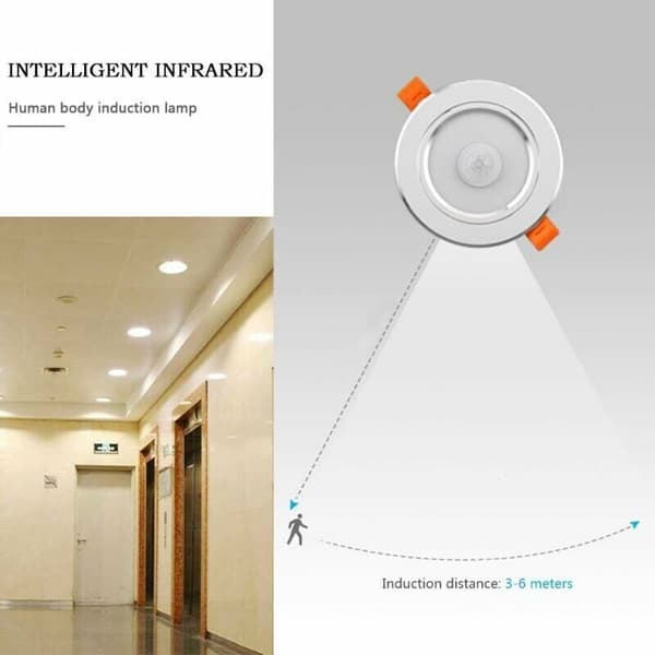 Jalleria LED Ceiling Light with Motion Sensor, Aluminum, White, 5W, 7W, 9W, Detection Range up to 6m, 3-pack
