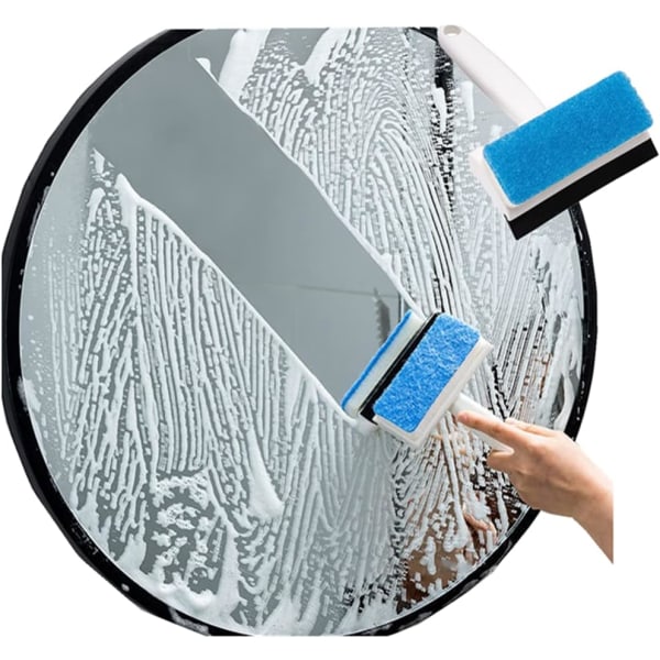 (1 pakke) Multifunktionel dobbeltsidet glassvamp rengøringsbørste visker Spejl glasflisrengøringsbørste til badeværelsesskraber