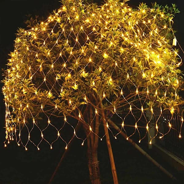HA~3M x 2M Netlys Utendørs Julelys for Busker Plug-in, 200LED Julehagebelysning Vanntett (Varmhvit)