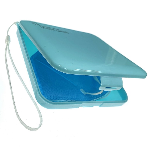 Maskförvaringslåda, portabelt återanvändbart case med lock, återvinningsbart dammsäkert cover för förvaring av tillbehör, blå