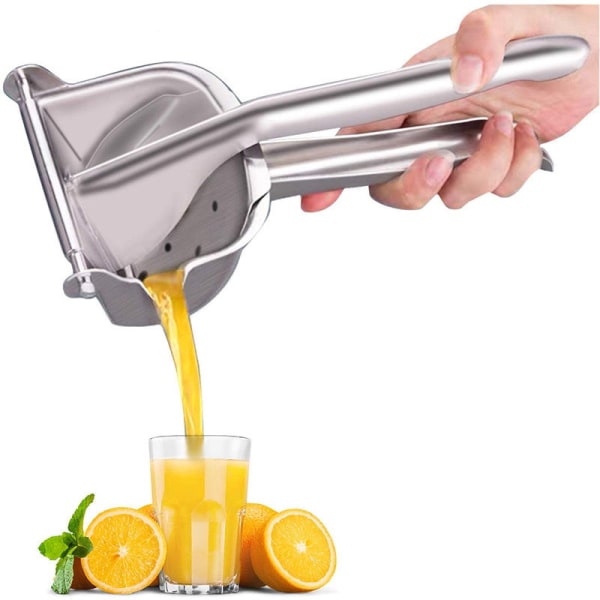 Sitronpresse i rustfritt stål, manuell juicer for sitrus, lime, appelsin, fruktpresse, kraftig ergonomisk håndtak, arbeidsbesparende