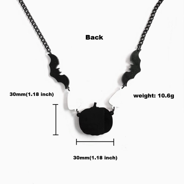 Halloween Söt Pumpa Akryl Halsband för Kvinnor Flickor Punk Cool Bat Hänge Halsband Halloween Kostym Tillbehör Smycke