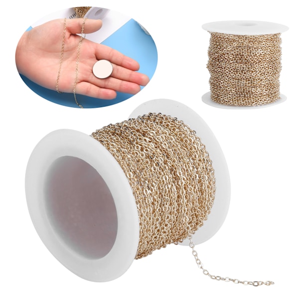 DIY Korutarvikkeet 10 metriä Risti- ja litteäketjurulla Irtotavarana Rannekoru Kaulakoru Jatke KC Kultainen 2.2x1.8x0.3mm