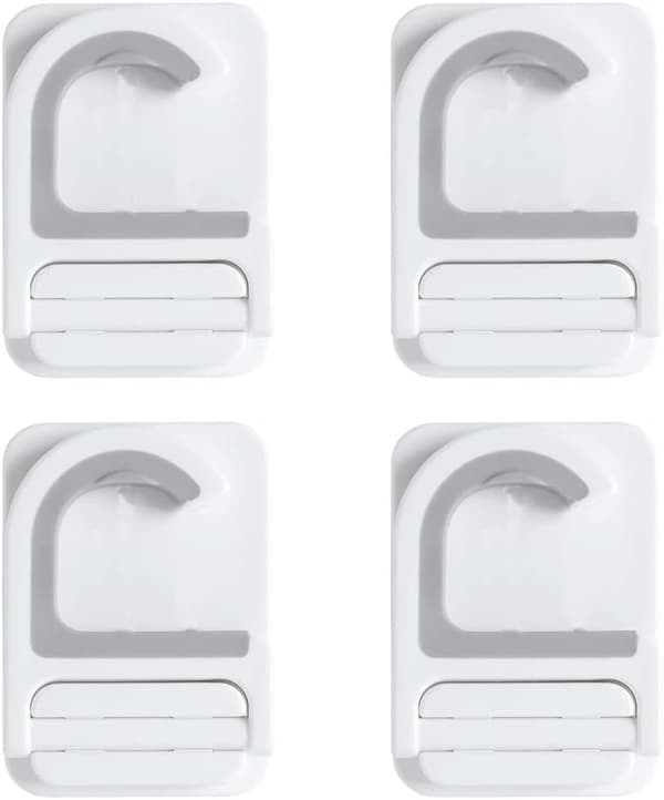 Wall Mounted Broom Holders, 4-Piece Set, Self-Adhesive Wall Mounted Broom Holder, Mop Holder, ABS Material, White, for Kitchen, Garage