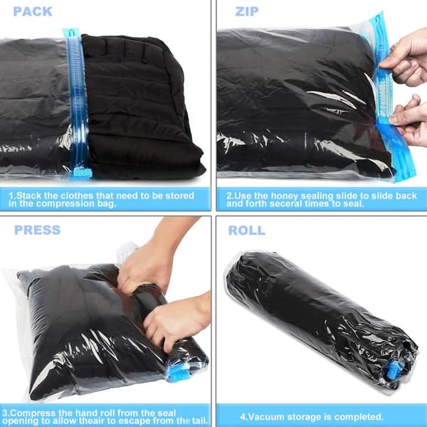 Compression Bags - Travel Essentials 12-Pack, Space-Saving, No Vacuum or Pump Needed, Storage Accessories and Home Organizer