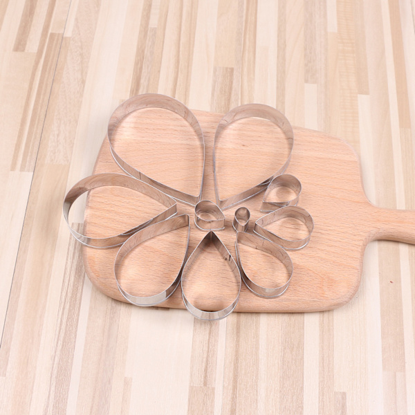 10 stk/sett Rosablad Kake Cookie Cutter Mold Pastry Baking Mold Tåre Drop Cutter Sett