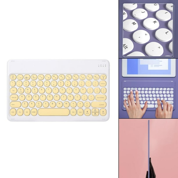 Langaton Bluetooth-näppäimistö, Ladattava Langaton Näppäimistö Keltaisella Painikkeella Bluetooth-näppäimistö