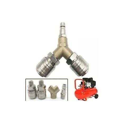 Air Compressor Coupling, Compressed Air Distributor, 1/4 \" Compressed Air Coupling, 3-Way Quick Connector for Compressed Air with Y-Distributor with External Thread