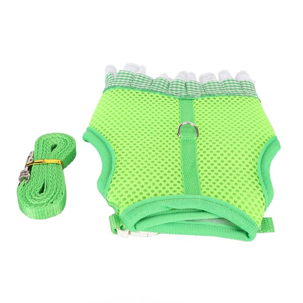 Rabbit Harness and Leash Breathable Mesh Lace Edge Adjustable Rabbit Chest Harness Vest with Long Drawstring 1.4m L
