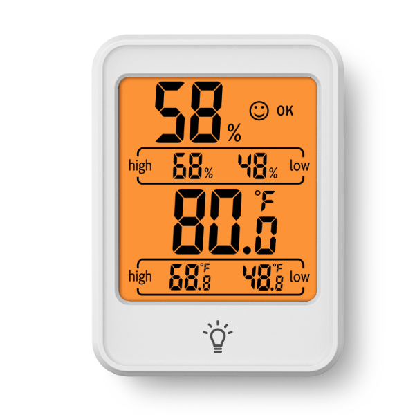 Digital termometer Hygrometer, inomhusfuktighetstermometer med bakgrundsbelysning och stor LCD-skärm, ℃ och ℉ strömbrytare, Digita