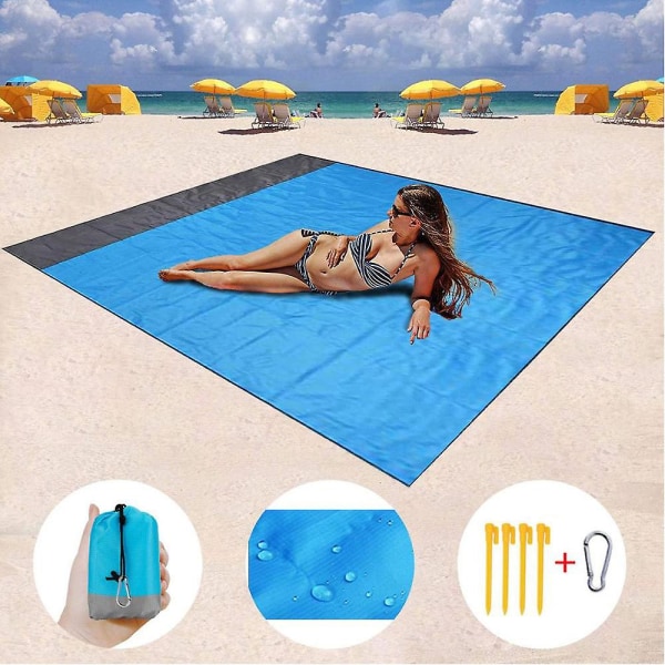Strandteppe sandtett vanntett, ekstra stor sandfri strandmatte for strand, camping og piknik, 210*200