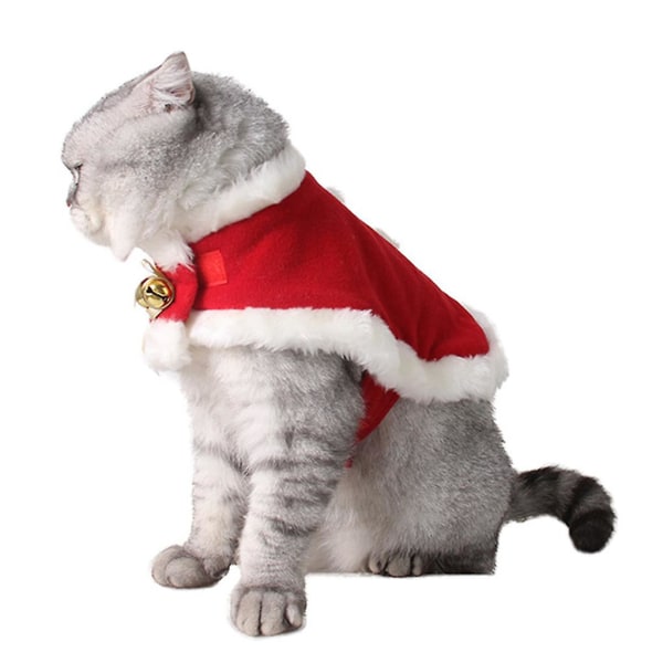 LWinter Warm Pet Cat Cape Juldräkt Santa Cape med Bell Cosplay kostymtillbehörL