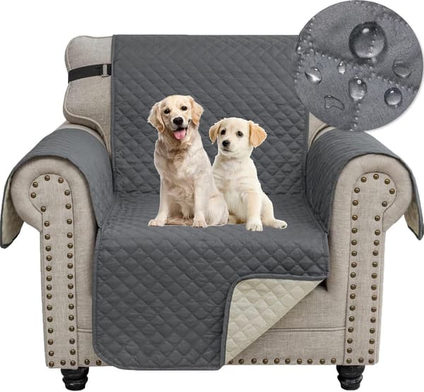 Sofaovertræk med armlæn, Vandtæt sofaovertræk med armlæn, skridsikkert sofabetræk til katte, hunde, ridser Grå individuel Grey individual