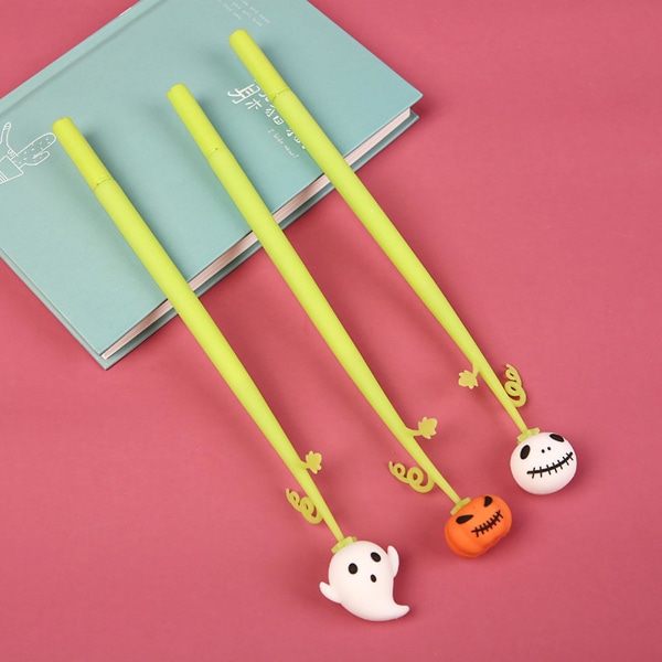 6-pack söta gelpennor 0,5 mm Pumpkin Ghost Gel Ink Pennor för barn Studenter SkriverBlå