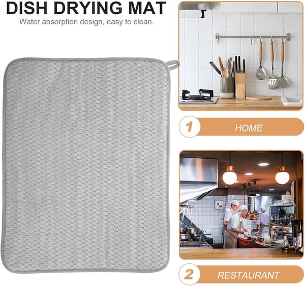 Drying Pad Water Absorbent Microfiber Mat Non-Slip Heat Resistant Microfiber Kitchen Dish Mat