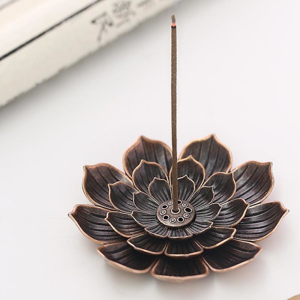 Messing Lotus Holder Lotus Stick Røgelseholder Kegle Røgelsebrænder - Røgelse Askeopsamler 6 Røgelsehuller Til Kontor Tehus Meditation (2 stk)