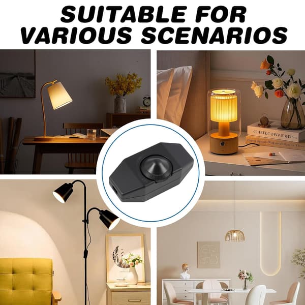 2-delt LED-lysdæmper, ledningslysdæmper 15-60W hvid, roterende mellemdæmper til dæmpbare LED-pærer, støjsvag