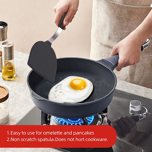 Tett halvsirkelformet silikonspatel for fisk, omelett og pannekaker, non-stick eggspatel, 315,6 ℃ varmebestandig