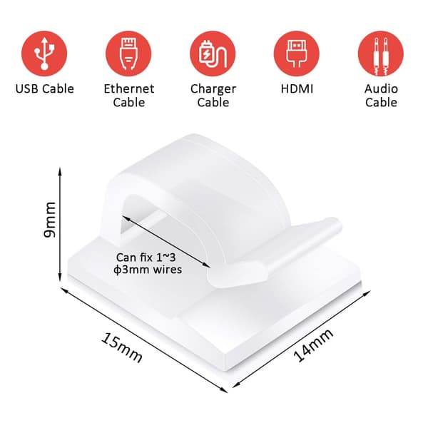Self-Adhesive Cable Clips 70 pcs Transparent Cable Organizer For Car Office Home Wall Christmas Hanging Decorations String Lights