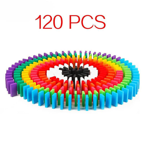 120 stykker/sett Rainbow Dominoes Spill Byggeklosser Puslespill Treleker Early Learning Dominoes Pedagogisk lekegave til barn120 STK Domino