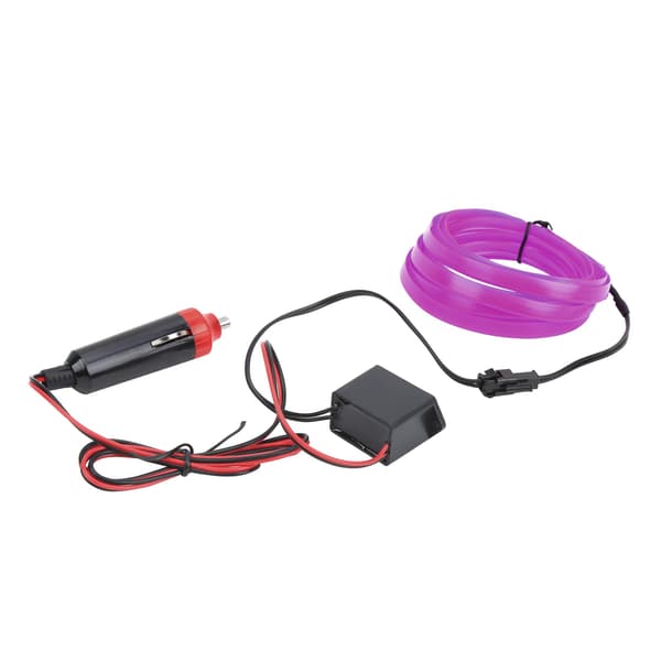 3 meter bilinteriørbelysning Auto LED-stripe sigarettennerkabelrør neonlys lilla