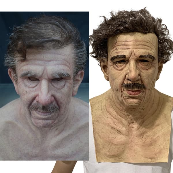 White Hairy Old Man Head - Latex Horror Mask - Mardi Gras - Carn