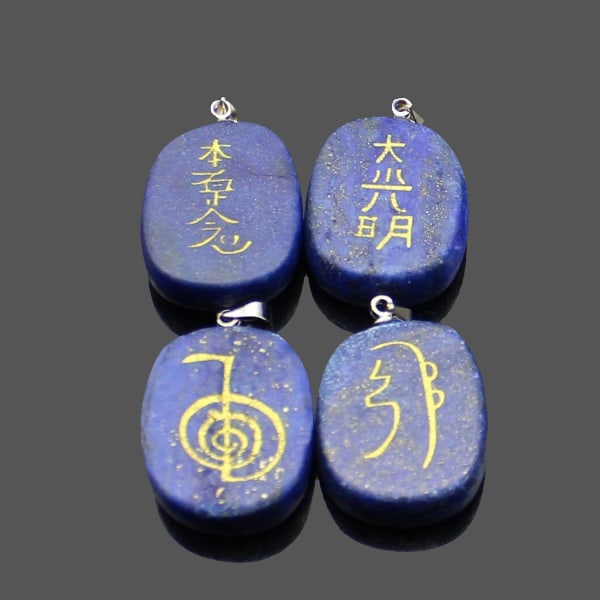 Lapis Carving Chakra Gemstone Healing Crystal Reiki Balance Palm Stone,, 1 set med 4 delar