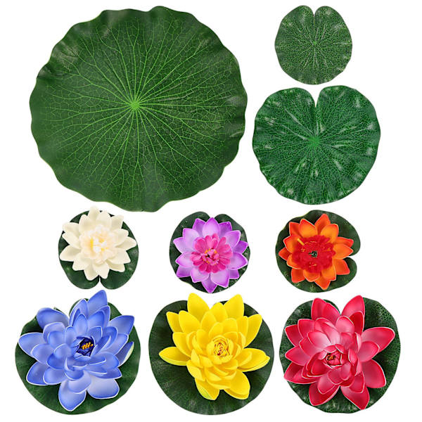 9 st Simulerade Flytande Lotus Konstgjorda Blommor Verklighetstrogen Landskap Näckros 28X28X0.1CM