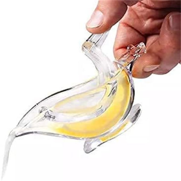 Manuel Citron Slicesqueezer, Bærbar Transparent Frugtpresser, Elegant Fugleform, Håndpresser til Appelsin Citron Lime P