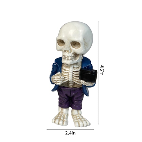 Halloween Skelet-Dukke Ornament Hjem Kontor Harpiks Håndværk Opret Dekoration Gave OrnamentC