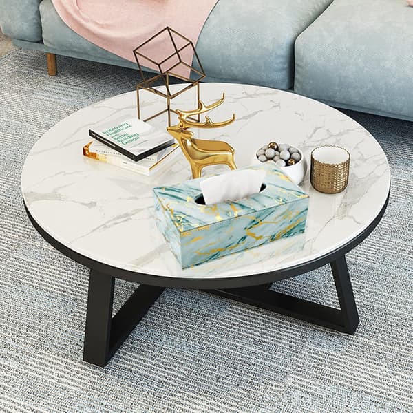 Rektangulær boks i syntetisk skinn - Grønn marmor