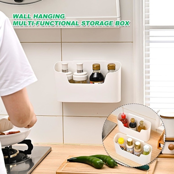 Self-adhesive wall-mounted storage boxes, storage box for kitchen cabinets, bathroom, refrigerator, small items