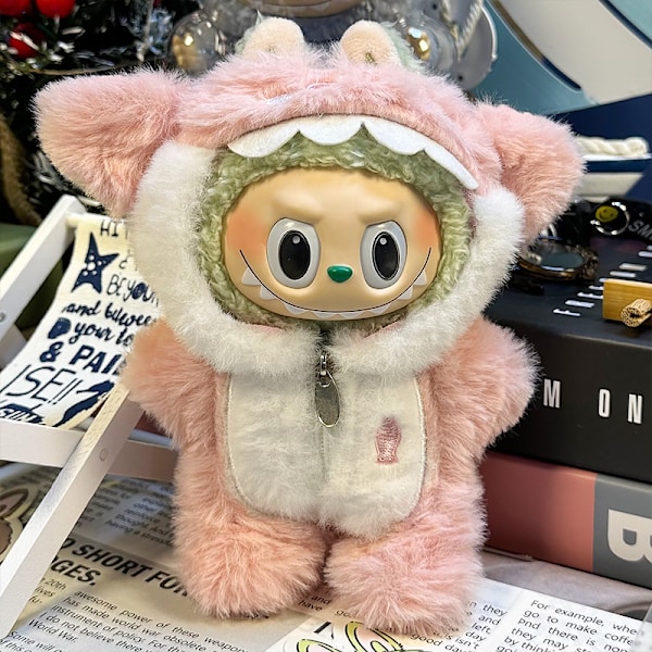 Labubu Dukketøj Første Generation Anden Generation Blindbox Labubu Dukketøj Blixtlås Pink Shark