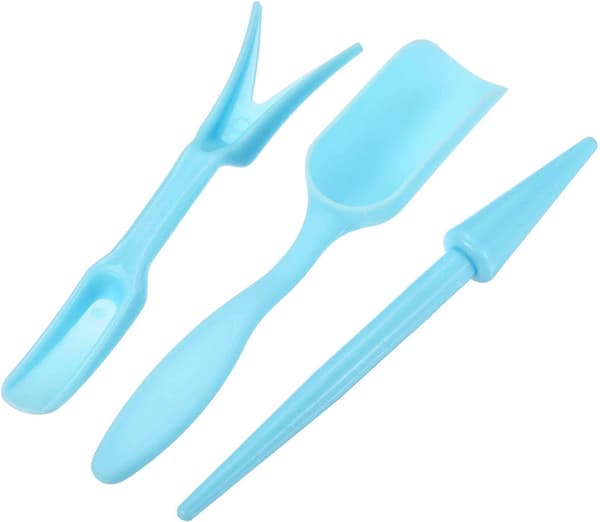 Hage spade håndverktøy for omplanting, dyrking av sukkulenter, graving, skuffer, sett, blå