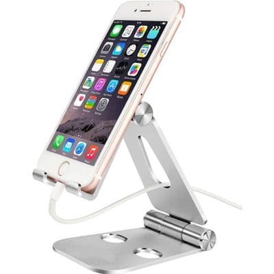 Telefonstativ, tabletstativ, dockingstation til mobiltelefoner og andre smartphones - Aluminium - Sølv