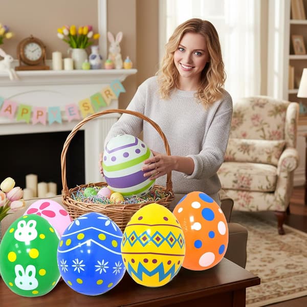 Inflatable Easter Eggs 6-pack - Large Outdoor Decorations for Easter Party, Garden, Patio and Home Use