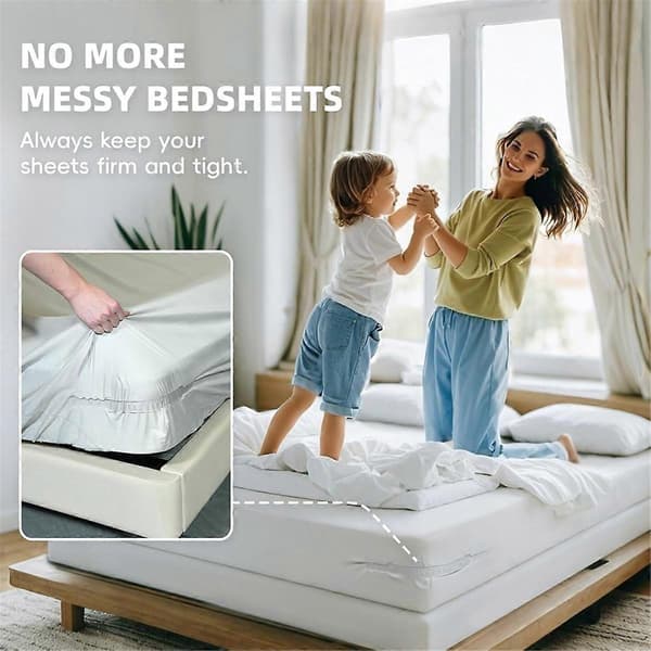 Open Corner Sheet Holders with Locking Straps, Heavy Duty Sheet Clips with Enhanced Mattress Straps, Ke