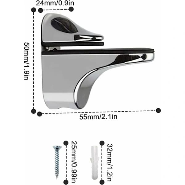 2-delars Justerbart Glashyllfäste, Stöd för 5-21 mm Tjocka Trä-/Glashyllor