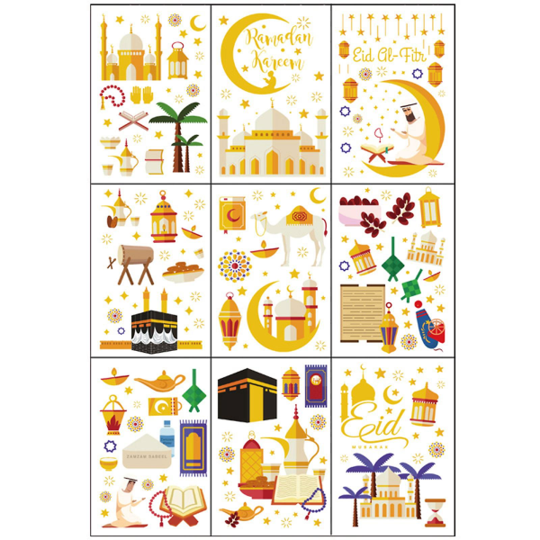 9 pakke vindusklistremerker Mubarak dekorasjon Kareem veggklistremerker Veggmalerier Veggdekor dekorasjon Boliginnredning