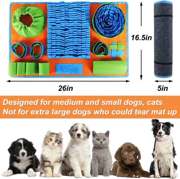 Snuffle Mat for Dogs, Interactive Dog Puzzle, Mat That Helps Slow Down Eating and Keep Them Busy